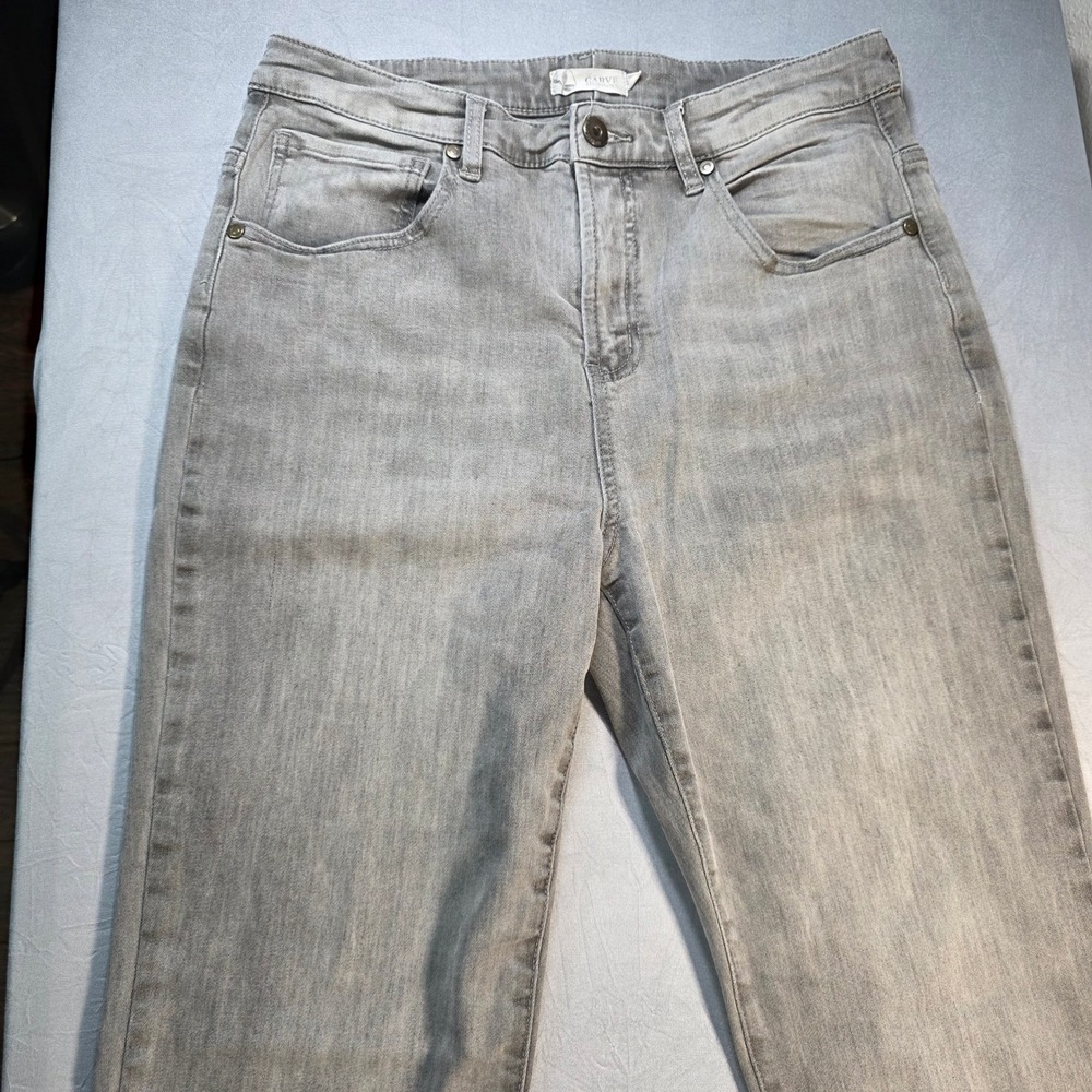 Carve Designs Gray Organic Cotton Straight Leg Raw Hem Jeans Womens Size 12 - Picture 9 of 12